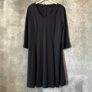 Talbots XP Navy V Neck Career Dress 3/4 sleeve